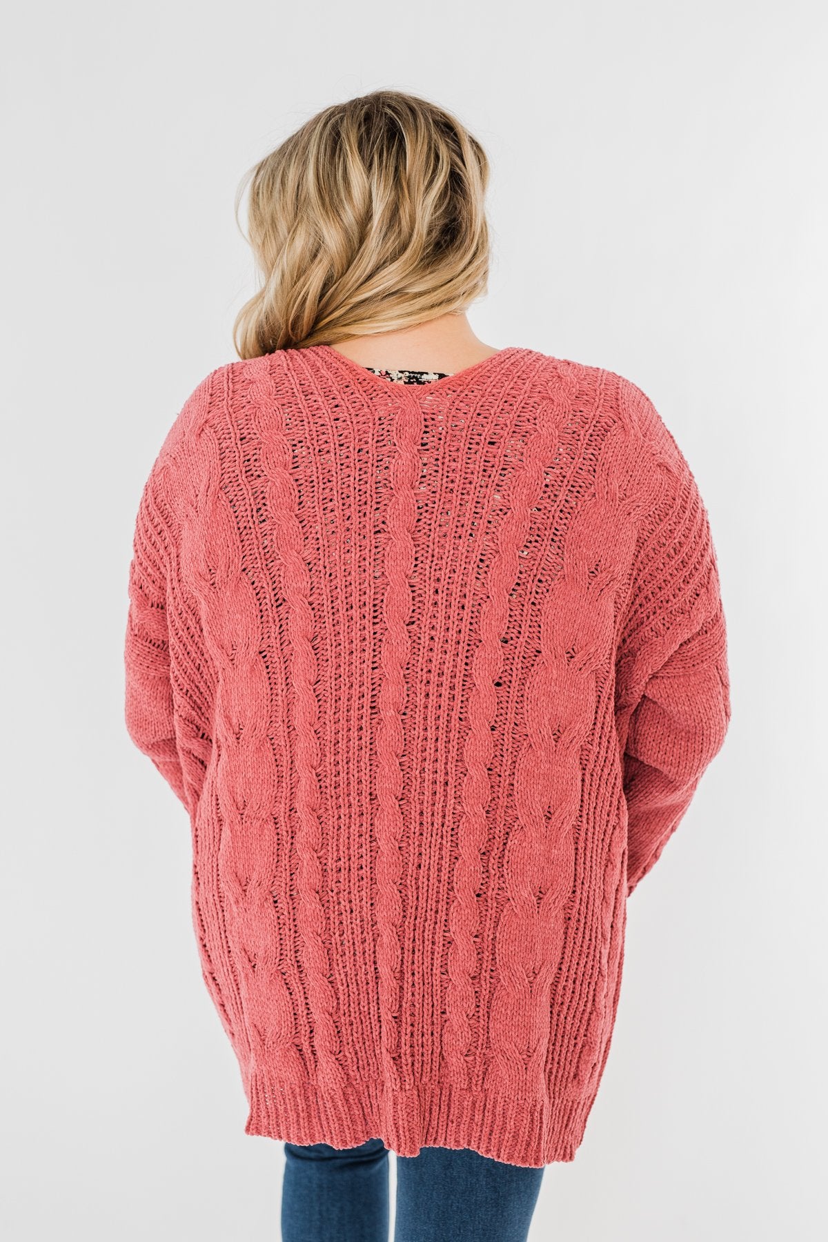 Warm & Cozy Chunky Cardigan- Deep Mauve Pink
