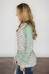 Tiffany Mint & Stripes Cowl Neck Top