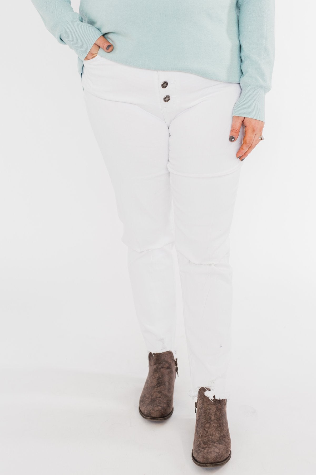 KanCan Raw Hem Distressed Jeans- Carly Wash