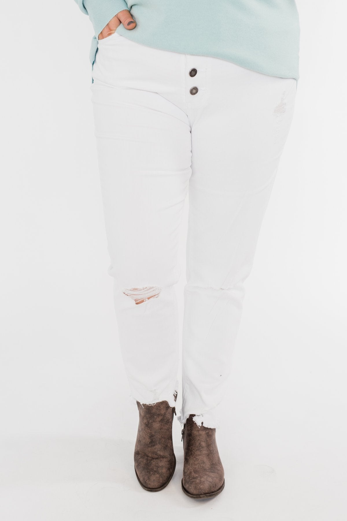 KanCan Raw Hem Distressed Jeans- Carly Wash