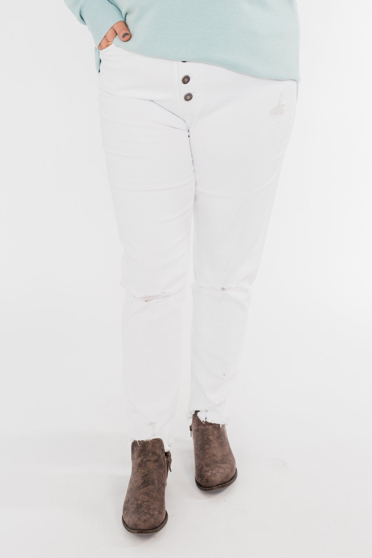 KanCan Raw Hem Distressed Jeans- Carly Wash