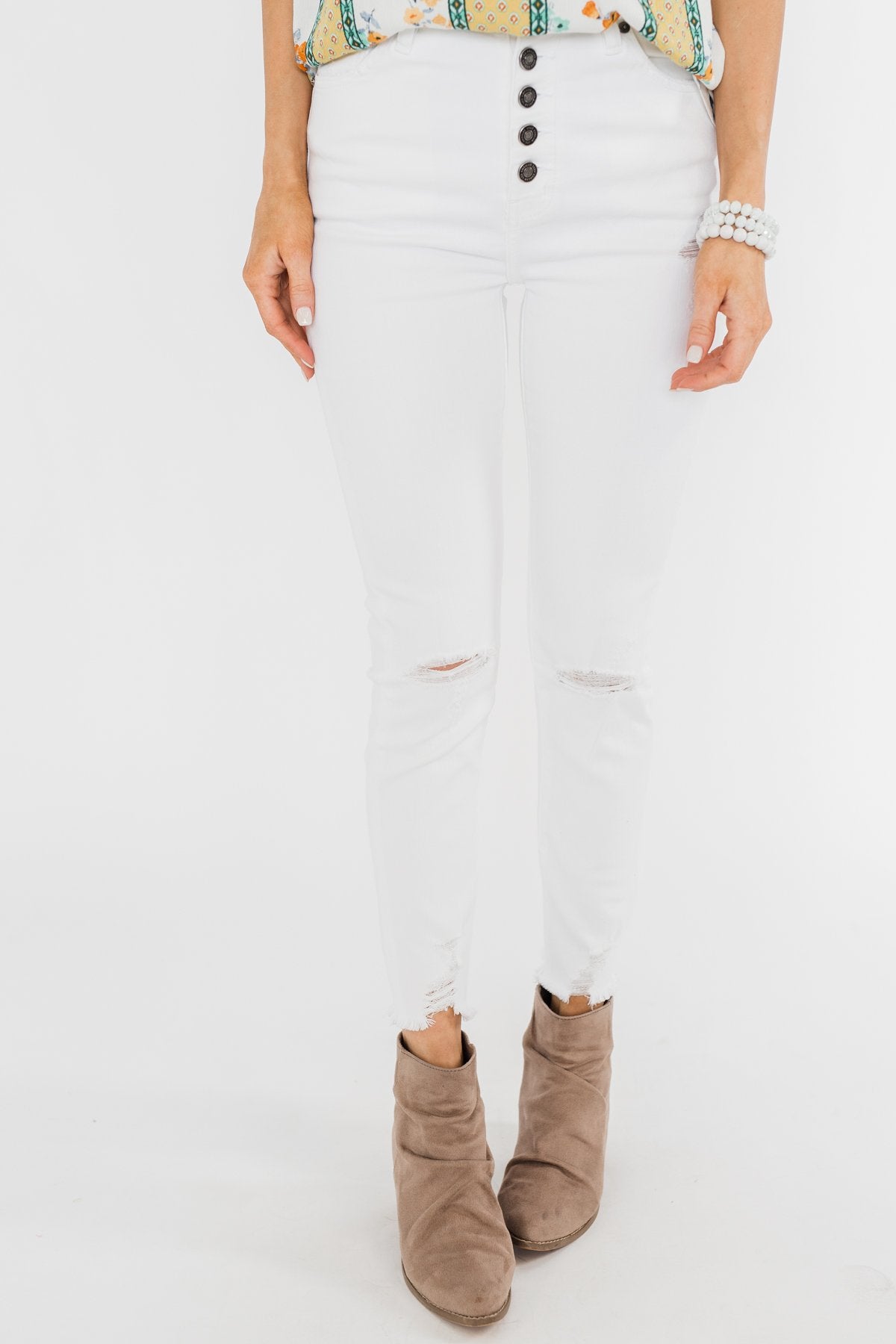 KanCan Raw Hem Distressed Jeans- Carly Wash