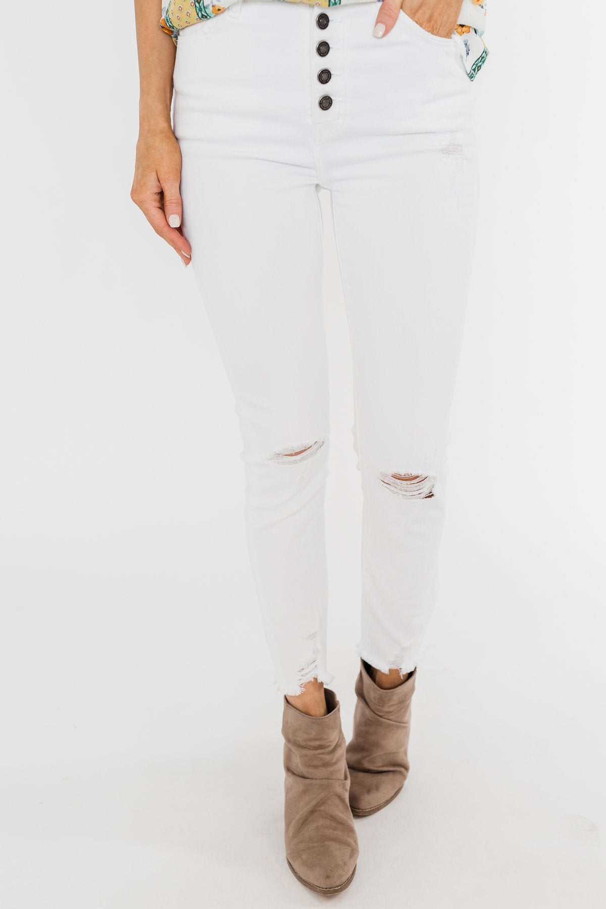 KanCan Raw Hem Distressed Jeans- Carly Wash