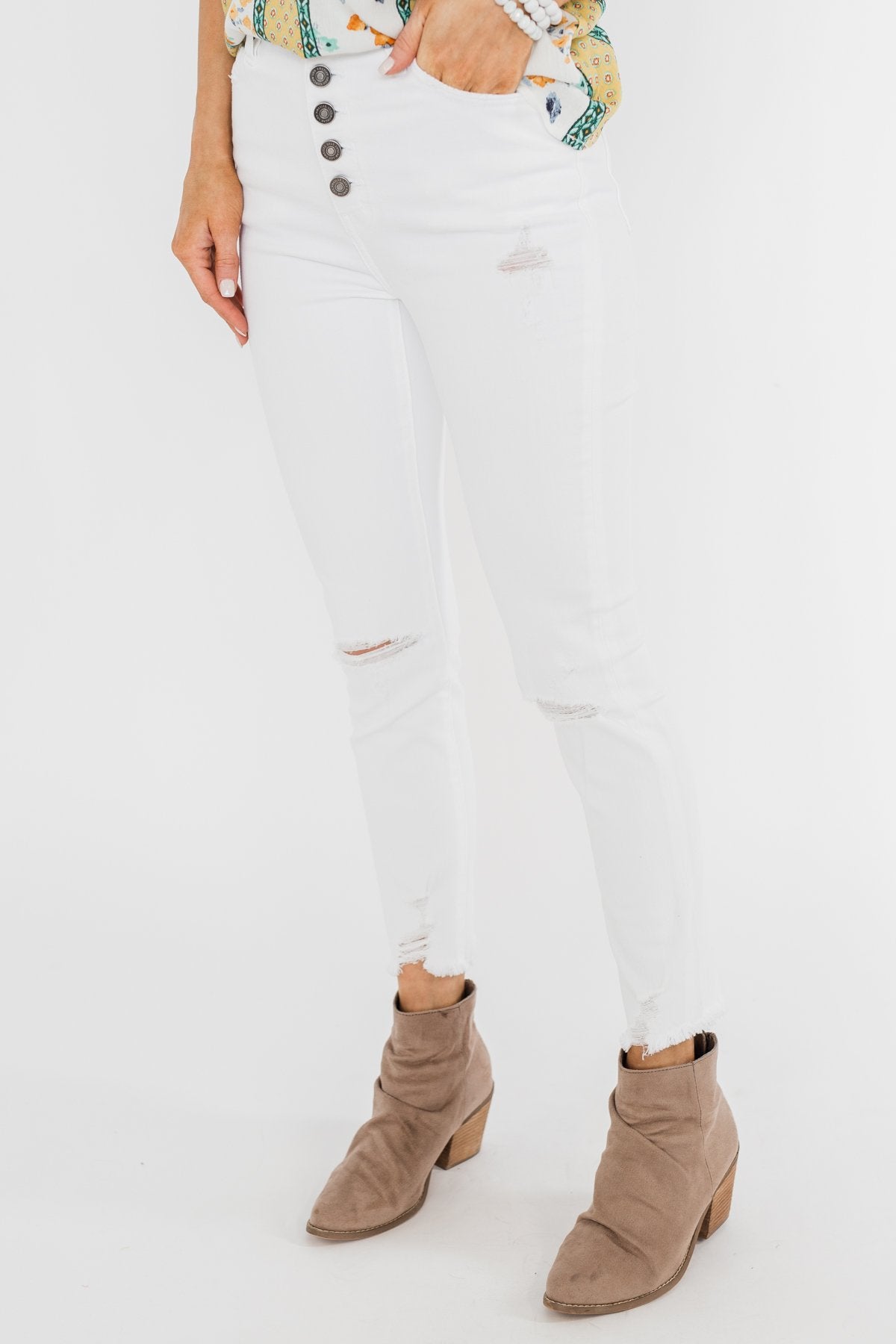 KanCan Raw Hem Distressed Jeans- Carly Wash