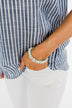 Single Diamond Accent Beaded Bracelet- Mint