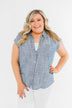 Make Living Fun Striped Button Top- Denim Blue