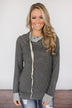 The Only One I Want Charcoal Cowl Neck Top