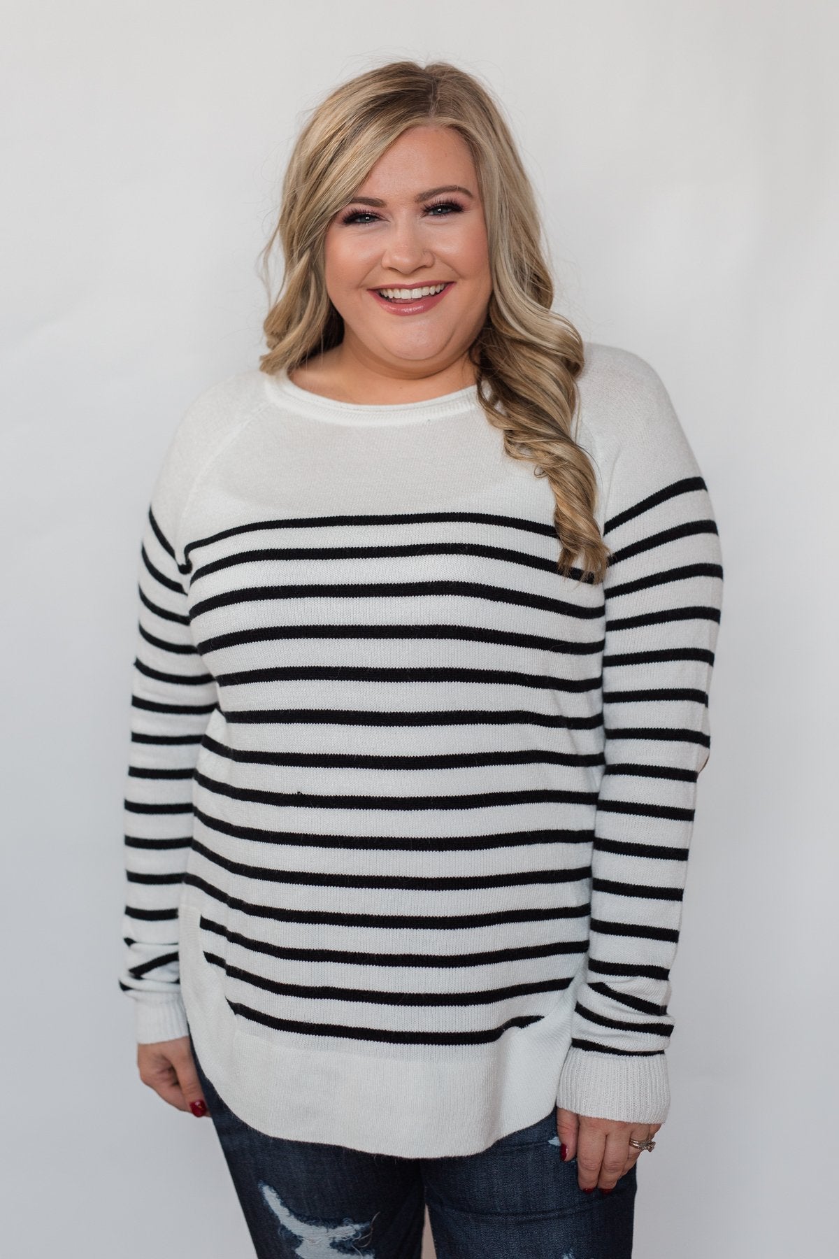 Plus size sweater with elbow patches hotsell