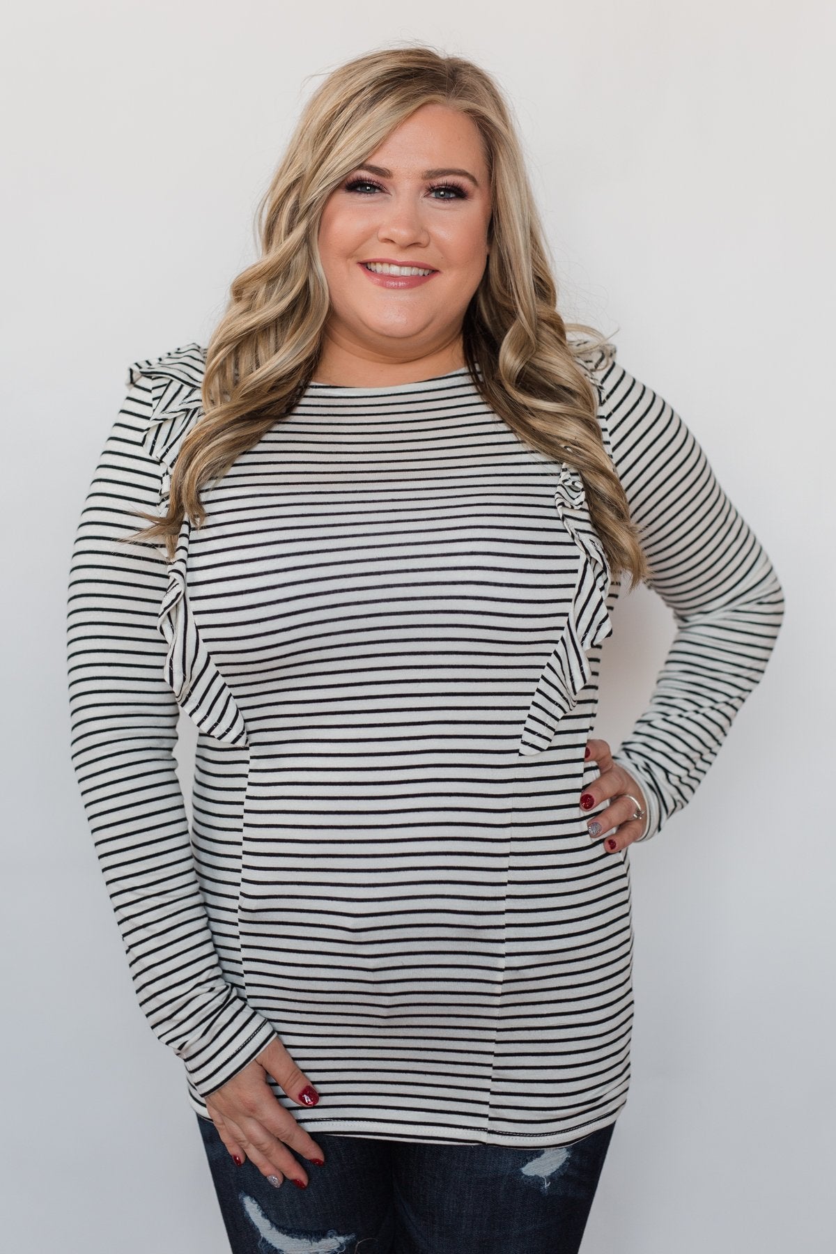 Radiant in Ruffles Long Sleeve Top - White