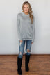 Bad At Love Cowl Neck Top- Heather Grey