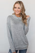 Bad At Love Cowl Neck Top- Heather Grey