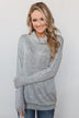Bad At Love Cowl Neck Top- Heather Grey