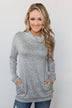 Bad At Love Cowl Neck Top- Heather Grey