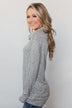 Bad At Love Cowl Neck Top- Heather Grey