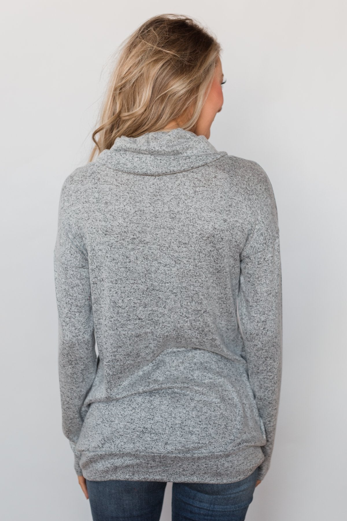 Bad At Love Cowl Neck Top- Heather Grey