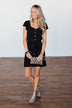 Hit The Town Button Down Dress- Black