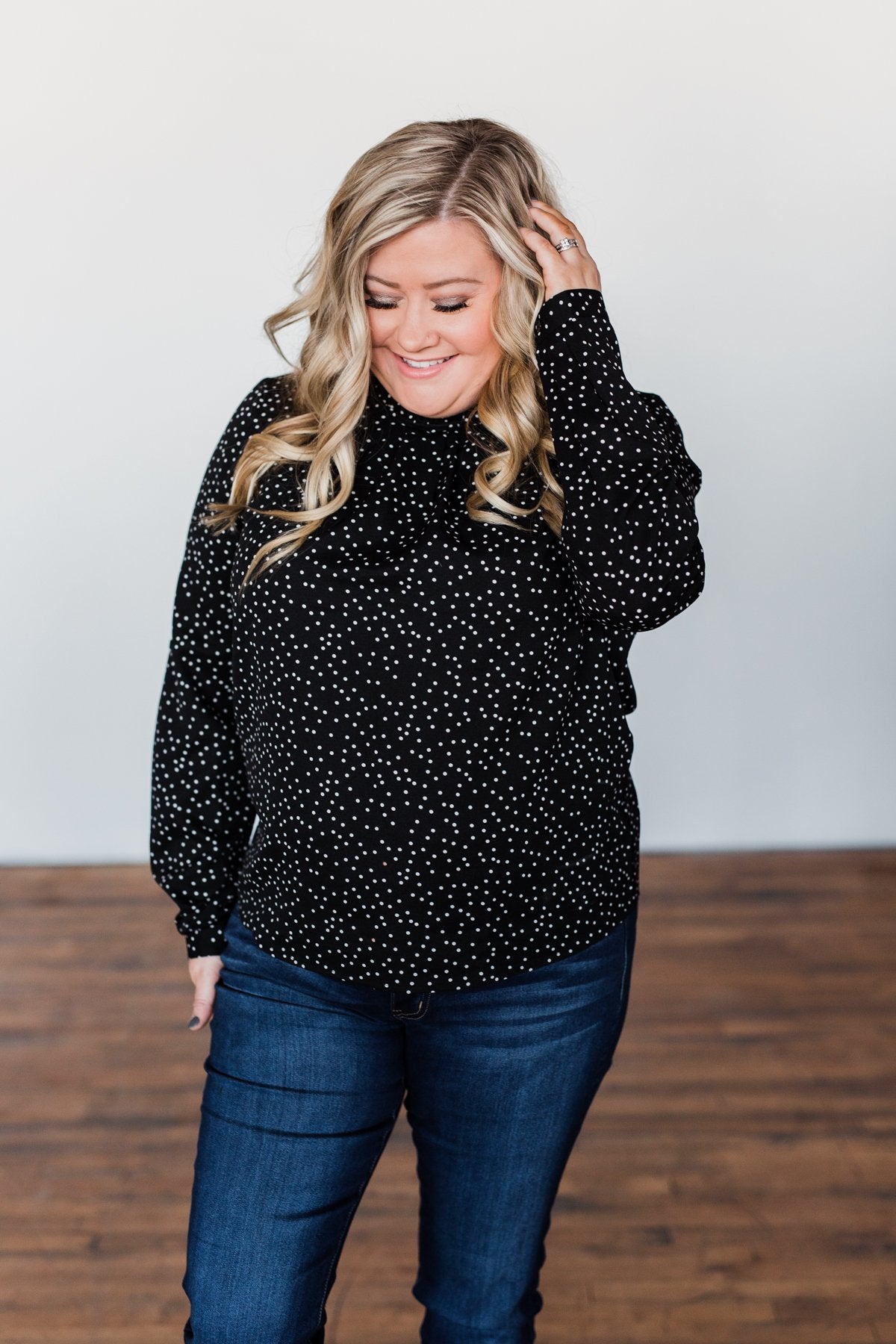 Head Over Heels Polka Dot Blouse- Black