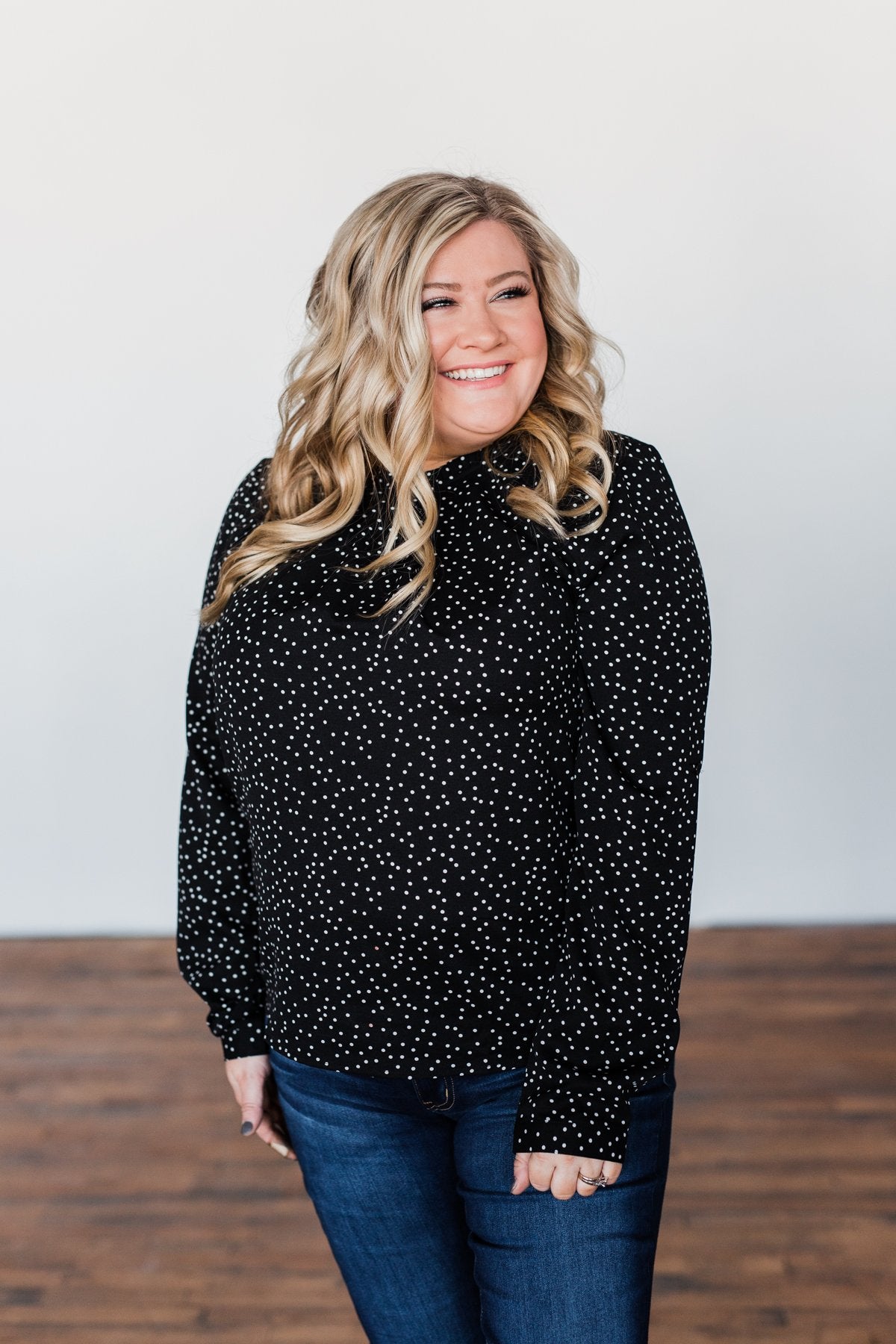 Head Over Heels Polka Dot Blouse- Black