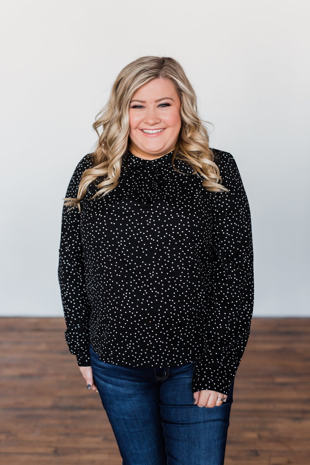 Head Over Heels Polka Dot Blouse- Black