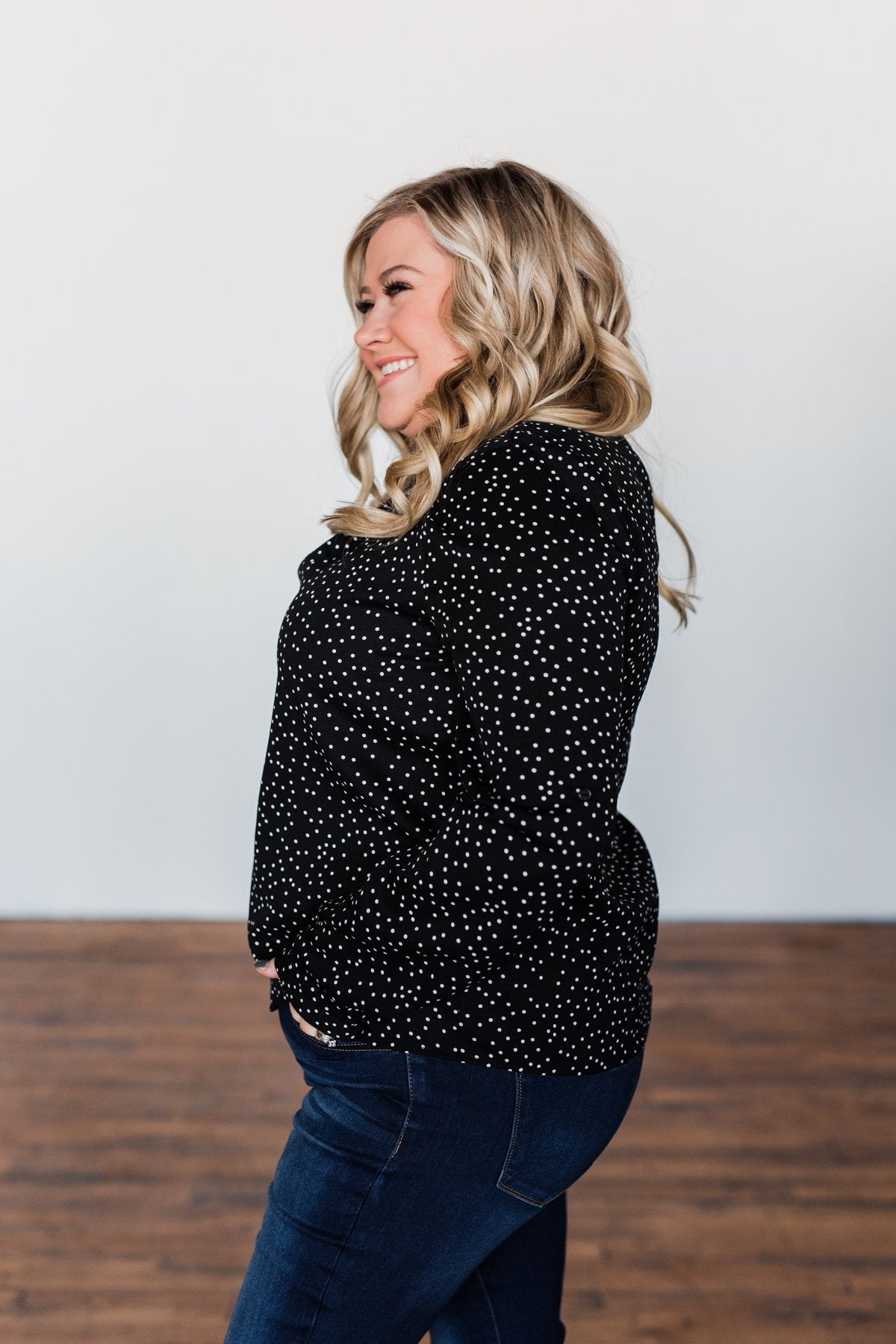 Head Over Heels Polka Dot Blouse- Black