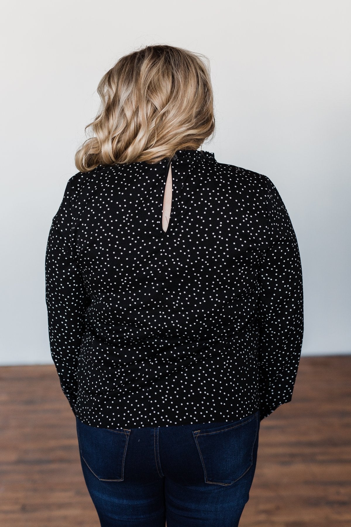 Head Over Heels Polka Dot Blouse- Black