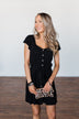 Hit The Town Button Down Dress- Black