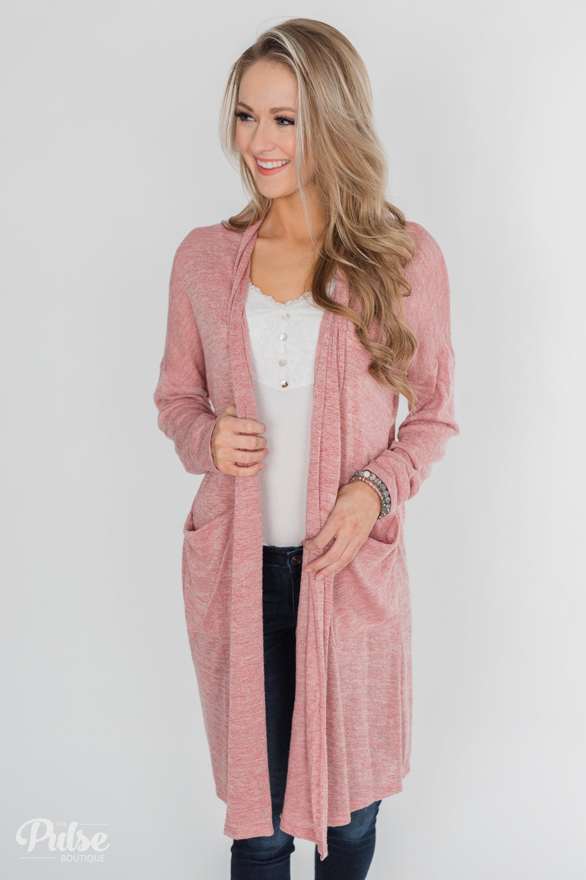 Long Way To Go Cardigan- Dusty Rose