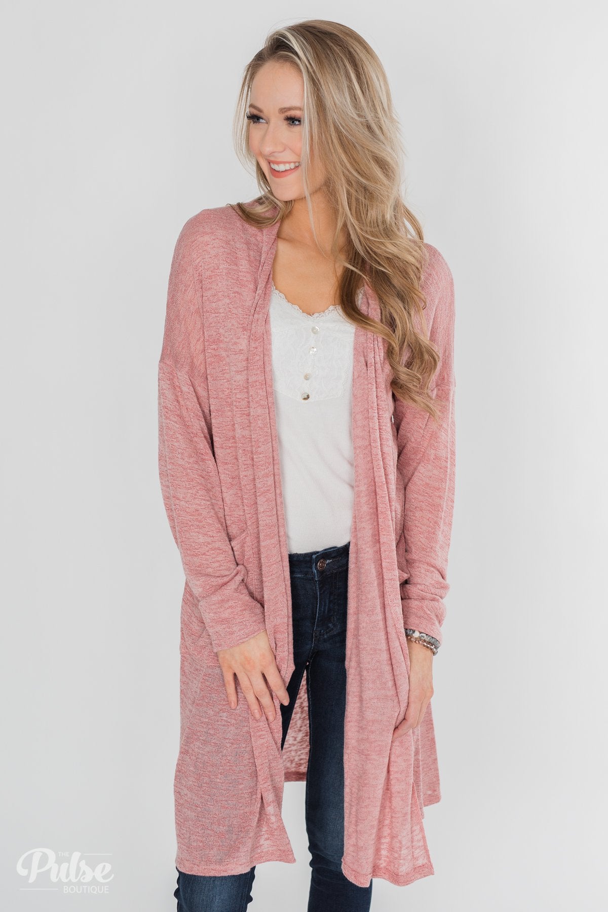 Long Way To Go Cardigan- Dusty Rose