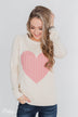Follow Your Heart Knitted Sweater- Cream