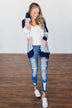 All Day Delight Knitted Cardigan- Grey, Pink, & Blue Tones