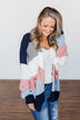 All Day Delight Knitted Cardigan- Grey, Pink, & Blue Tones
