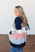 All Day Delight Knitted Cardigan- Grey, Pink, & Blue Tones