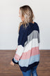 All Day Delight Knitted Cardigan- Grey, Pink, & Blue Tones