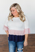 Believe In Magic Ruffle Top- Ivory, Blush, & Navy