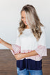 Believe In Magic Ruffle Top- Ivory, Blush, & Navy