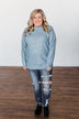 Another Day Long Sleeve Knit Sweater- Blue
