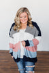 All Day Delight Knitted Cardigan- Grey, Pink, & Blue Tones