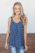 Navy & White Polka Dot Tank Top