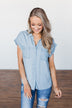 Walk With Me Button Top- Chambray