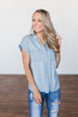 Walk With Me Button Top- Chambray