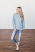 Another Day Long Sleeve Knit Sweater- Blue