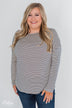 One Shoulder Dolman Striped Top- Beige & Navy