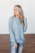 Another Day Long Sleeve Knit Sweater- Blue