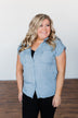 Walk With Me Button Top- Chambray