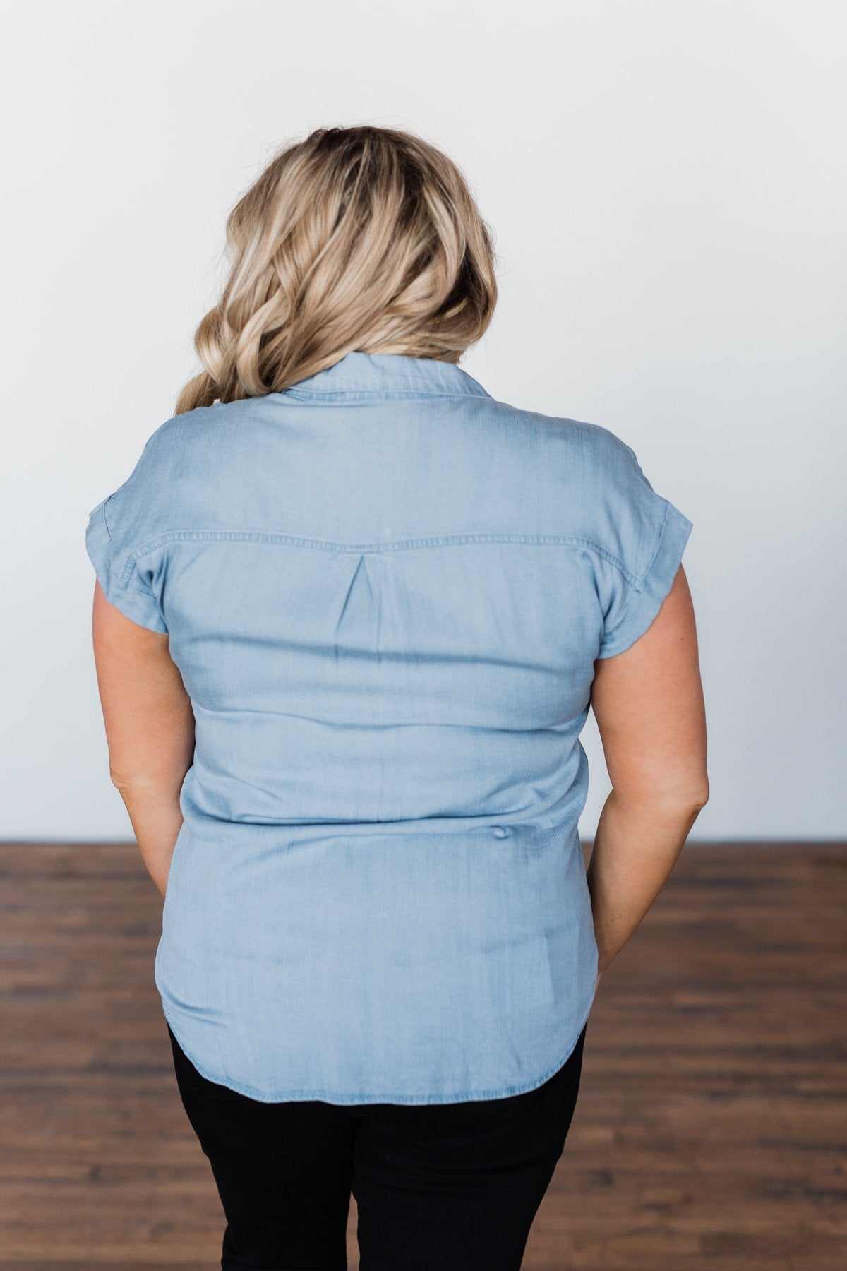 Walk With Me Button Top- Chambray