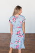 Enchanted Gardens Floral & Ruffle Dress- Baby Blue
