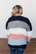 All Day Delight Knitted Cardigan- Grey, Pink, & Blue Tones