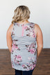 Morning Blossoms Floral Tank- Soft Grey