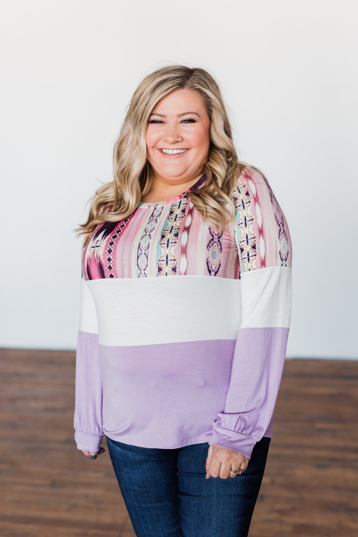 Some Kind Of Wonderful Aztec Top- Lavender & Pink