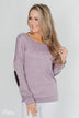 Good Times Sequin Elbow Patch Pullover - Lilac